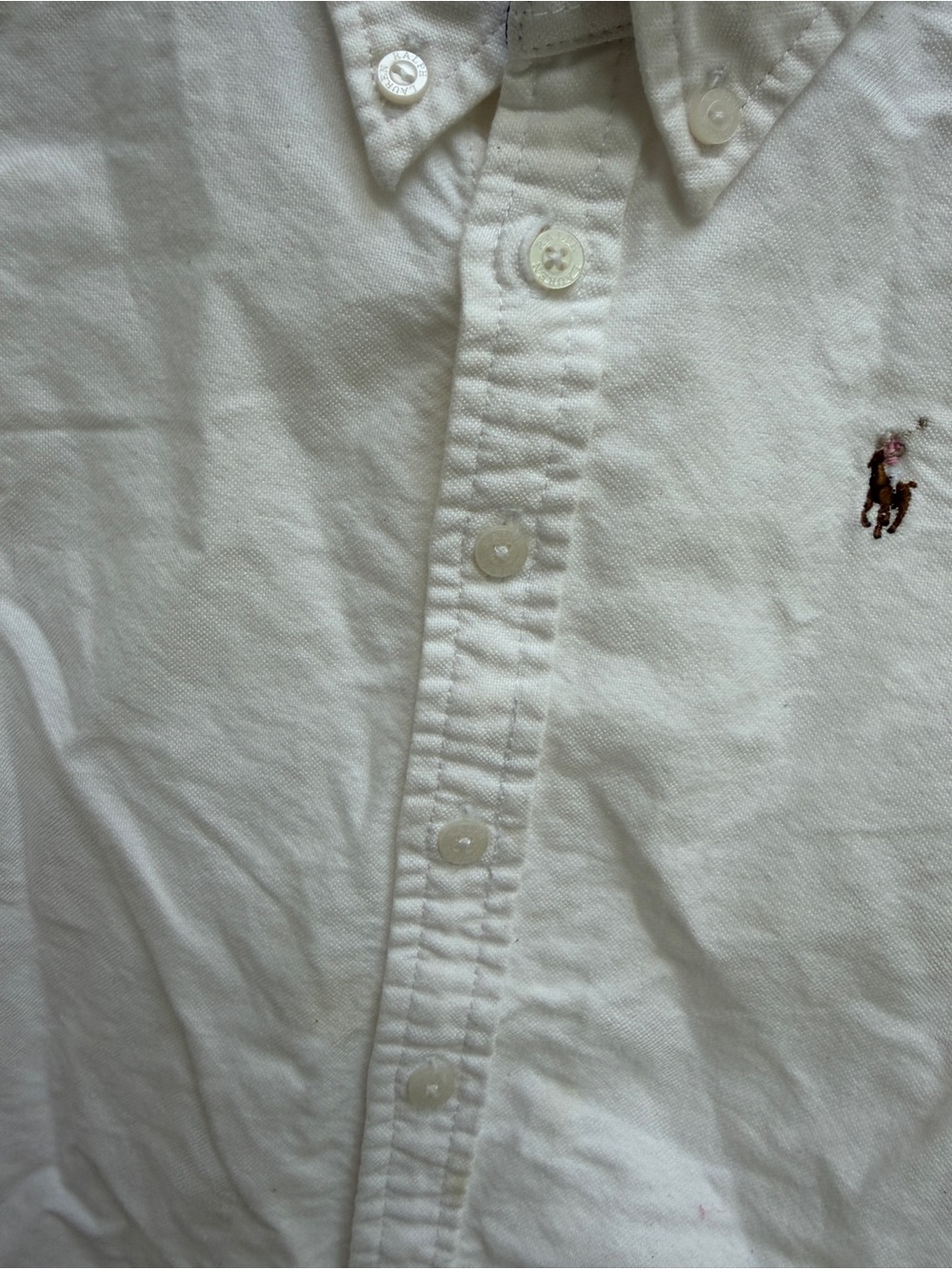 Ralph Lauren Girls 4 4T White Short-Sleeve Button-Down Shirt with Polo Logo - Picture 3 of 6